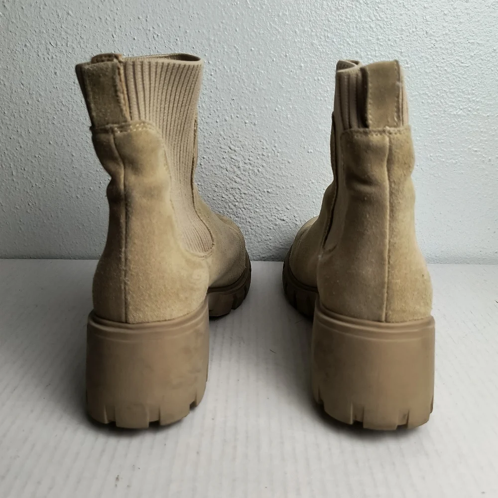 Steve Madden Hayle 7.5 Tan Platform Chelsea Chunky Boots Shoes